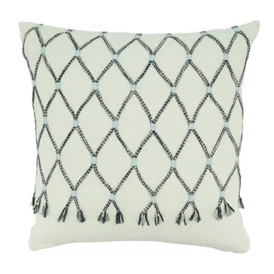 Saro Poly-filled Throw Pillow With Cord Appliqué Design In Pillow Cover Only - No Insert