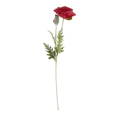 Saro Poppy Stem Floral Accent (set Of 12) In Red