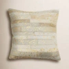 Saro Posh Collection Patchwork Leather/suede Throw Pillow In Down Blend
