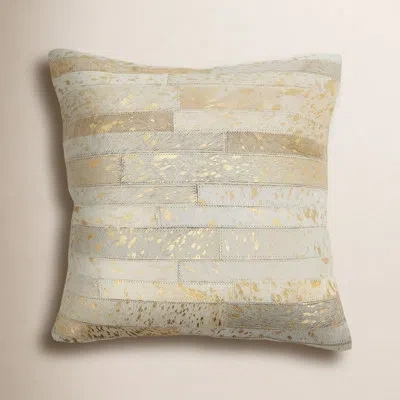 Saro Posh Collection Patchwork Leather/suede Throw Pillow In Down Blend
