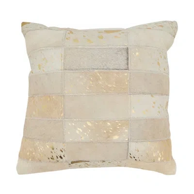 Saro Posh Collection Patchwork Leather/suede Throw Pillow In Pillow Cover Only - No Insert