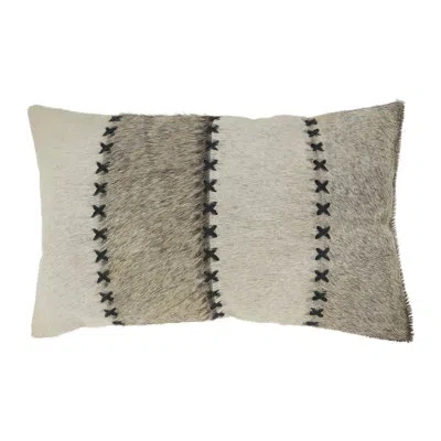 Saro Posh Leather/suede Lumbar Rectangular Pillow Cover