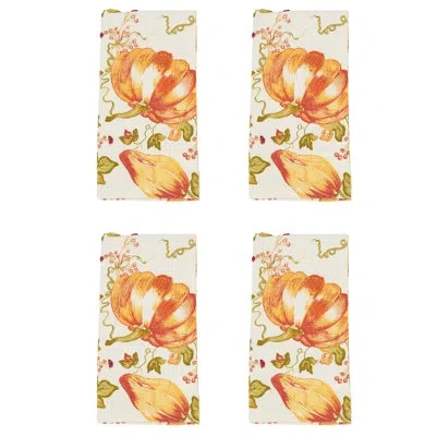 Saro Pumpkin Design Table Napkins In Multi