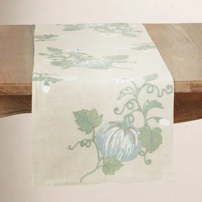 Saro Pumpkin Harvest Table Runner In Cream