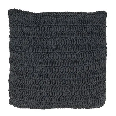 Saro Raffia Collection Polyester Indoor/outdoor Throw Pillow In Black