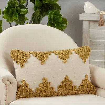 Saro Raissa Rectangular Cotton Pillow Cover & Insert In Polyester,polyfill