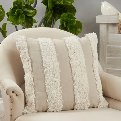 Saro Raissa Square Cotton Pillow Cover & Insert In Polyester,polyfill