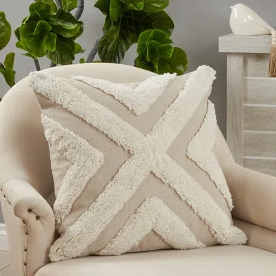 Saro Raissa Square Cotton Pillow Cover & Insert In Polyester,polyfill