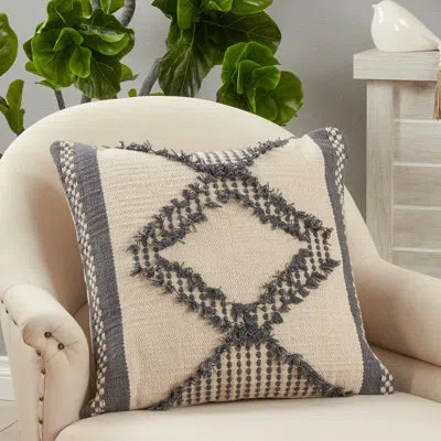 Saro Raissa Square Cotton Pillow Cover & Insert In Polyester,polyfill