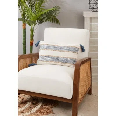 Saro Rectangular Cotton Pillow Cover In Pillow Cover Only - No Insert,navy Blue