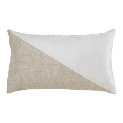 Saro Rectangular Pillow Cover In Beige,white,pillow Cover Only - No Insert