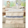 Saro Rectangular Striped Table Runner In Navyblue