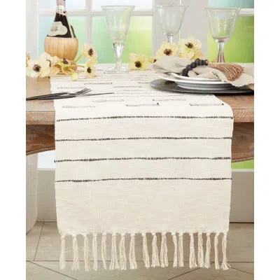 Saro Rectangular Table Runner In Ivory