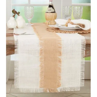 Saro Rectangular Table Runner In Ivory