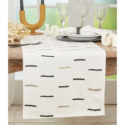 Saro Rectangular Table Runner In White