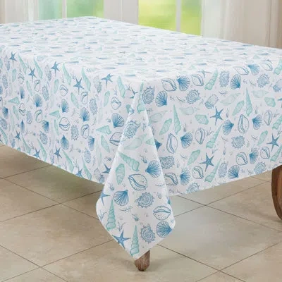 Saro Rectangular Tablecloth In Blue;white