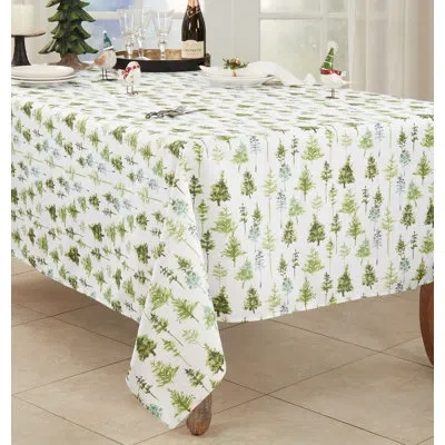 Saro Rectangular_forest Trees Tablecloth In Green