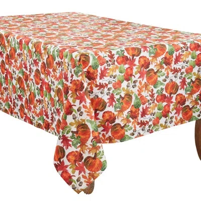Saro Rectangular_pumpkin Foliage Design Tablecloth In Red