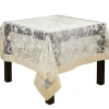 Saro Rectangular_snowflake And Ribbon Design Printed Tablecloth In Gold
