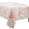 Saro Rectangular_tablecloth With Peppermint Christmas Tree Design In Silver