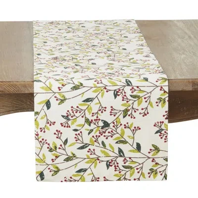 Saro Red Berry Delight Table Runner In Multi