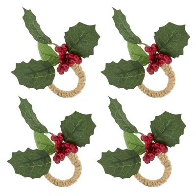 Saro Red Berry Grove Napkin Ring (set Of 4)