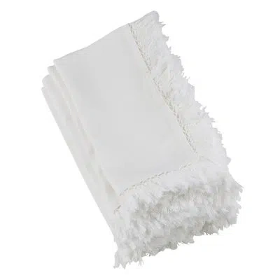 Saro Refined Rustic Fringe Edge 20" Napkin In White
