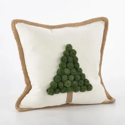 Saro Ricamato Xmas Tree Cotton Throw Pillow In Multi