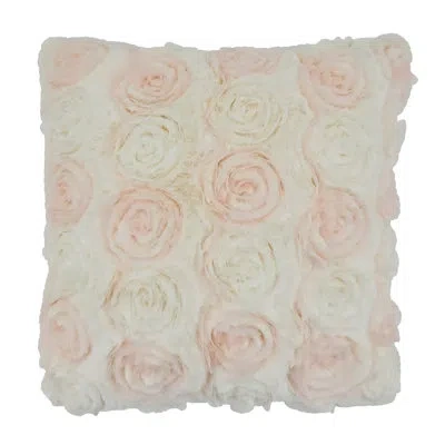 Saro Robbie Hart Collection Floral 17" Throw Pillow Cover In Ivory,pink