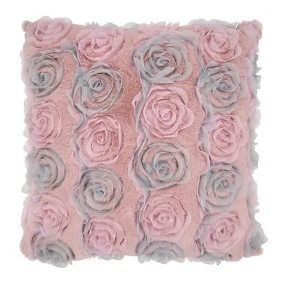 Saro Robbie Hart Collection Floral Throw Pillow In Polyester,polyfill,polyfill,rose