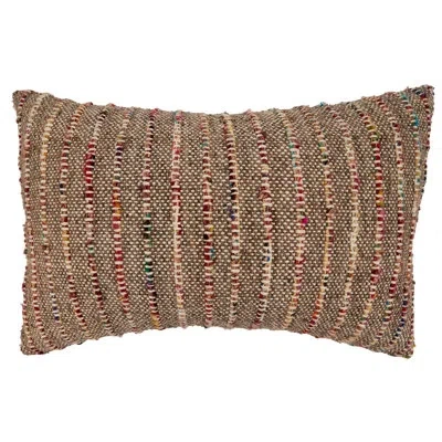 Saro Rosa Cotton Striped Lumbar Pillow In Polyester,polyfill,polyfill