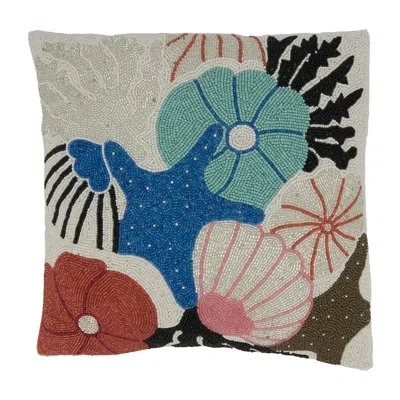 Saro Rosamund Square Cotton Pillow Cover & Insert In Polyester,polyfill