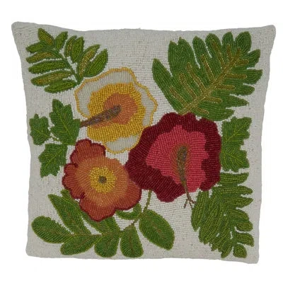 Saro Rosamund Square Cotton Pillow Cover & Insert In Polyester,polyfill