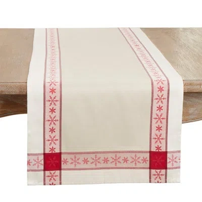Saro Rudolph Rectangle Jacquard Table Runner In Red