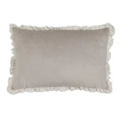 Saro Ruffle Edge Velvet Throw Pillow Cover - Soft Velvet Throw Pillow Cover For Cottage Home Decor, Cozy  In Tan,does Not Apply