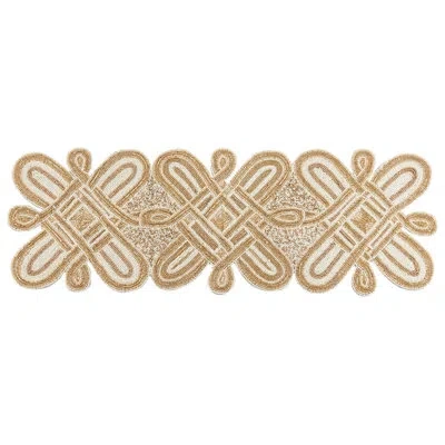Saro Runner_beaded Design Contemporary Table Runner In Gold