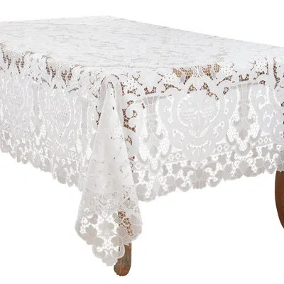 Saro Runner_elegant Table Runner With Lace Design In White