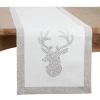 Saro Runner_reindeer Design Sequin Table Runner In Silver