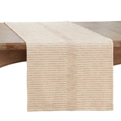 Saro Runner_shimmering Table Runner With Striped Design In Natural