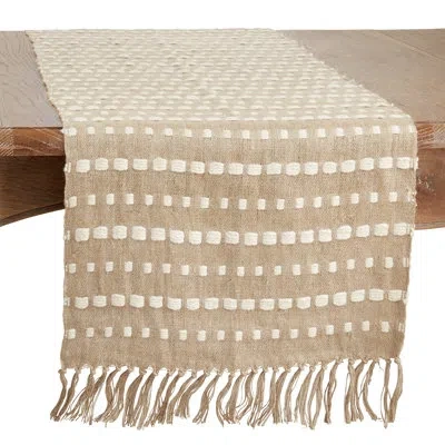 Saro Runner_stitched Stripe Dining Table Runner In Natural