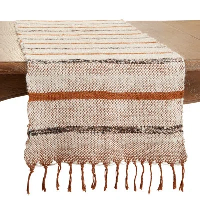 Saro Runner_striped Dining Table Runner In Rust