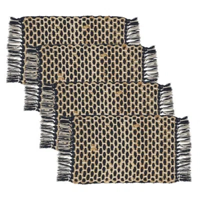 Saro Rustic Rope Placemat (set Of 4) 20b In Navy Blue