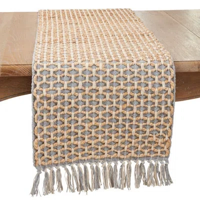 Saro Rustic Rope Table Runner In Gray