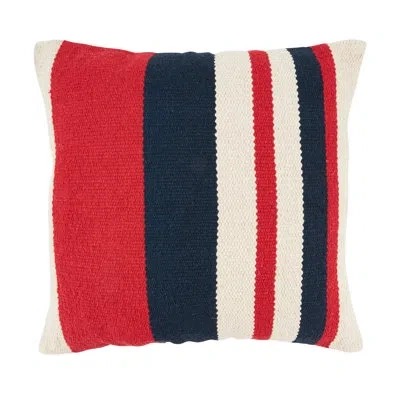 Saro Samuel Collection Striped Cotton Throw Pillow In Polyester