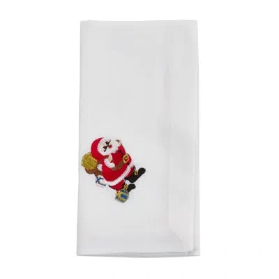 Saro Santa 4 Piece Napkin Set In White