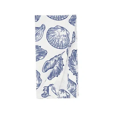 Saro Seaside Sea Shells Napkin (set Of 4) In Blue