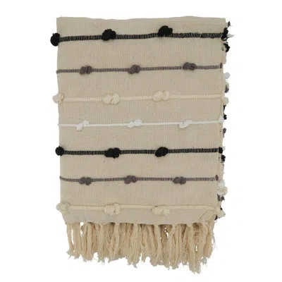 Saro Sevan 100% Cotton Throw In Black;white