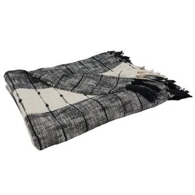 Saro Sevan 100% Cotton Throw In Black,white