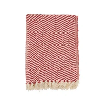 Saro Sevan 100% Cotton Throw In Red