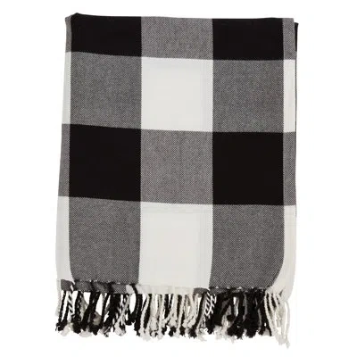 Saro Sevan Buffalo 100% Cotton Throw In Black